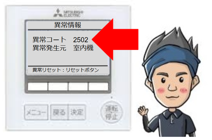 三菱エアコンエラーコード2502